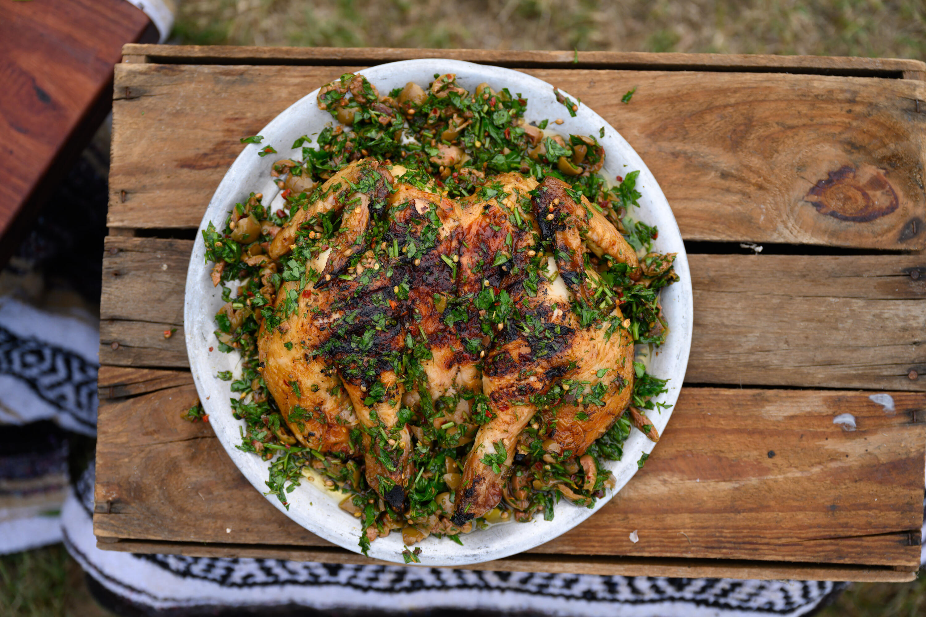 Hayden Quinn’s Butterflied Garlic Herby Chicken with Olive Sauce Our Cow