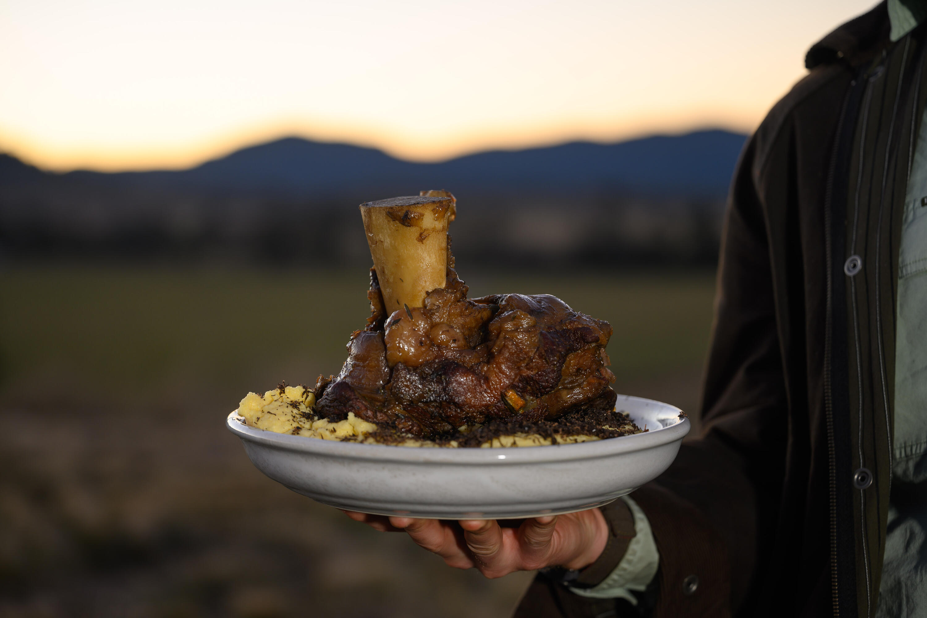Hayden Quinn's Slow Cooked Beef Shank with Truffled Butter Polenta