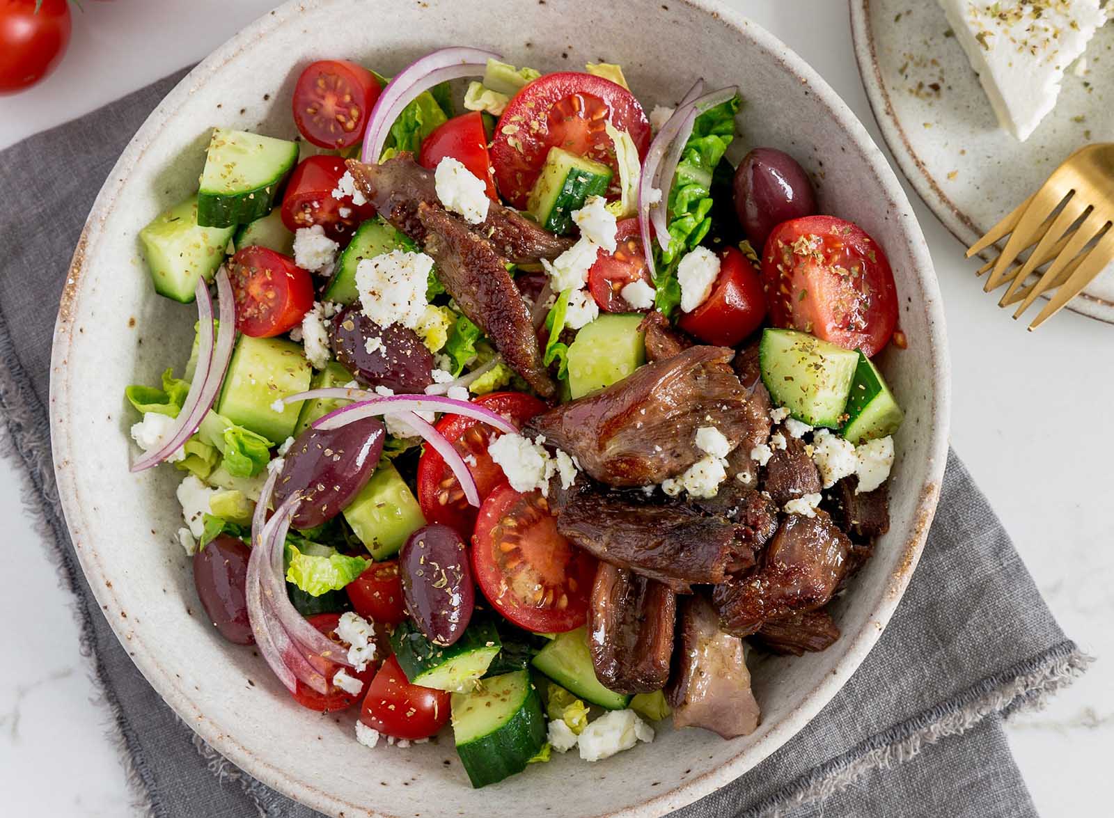 Crispy Lamb Greek Salad | Our Cow